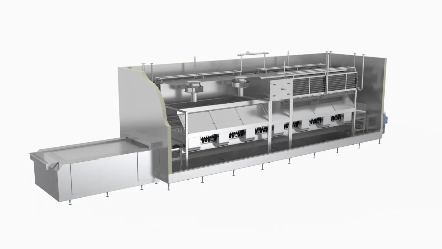Tunnel freezer for shrimps